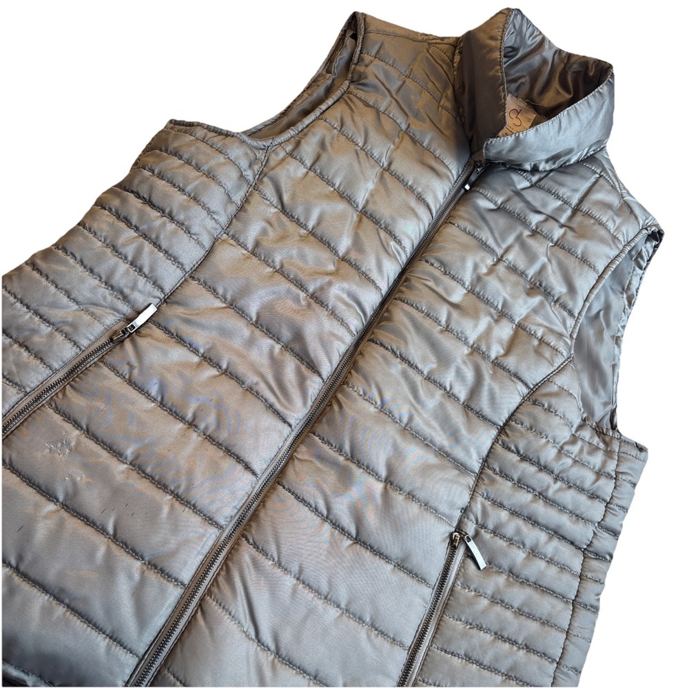 db Established 1962 Grey Silver Metallic Puffer Vest ‎ Women's XL